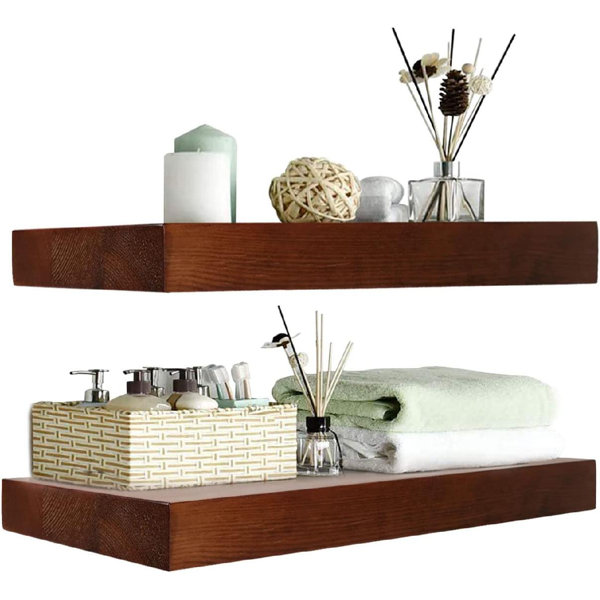 Latitude Run® 2 Piece Pine Solid Wood Floating Shelf Wayfair Canada